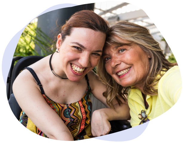 A happy young woman with her mother