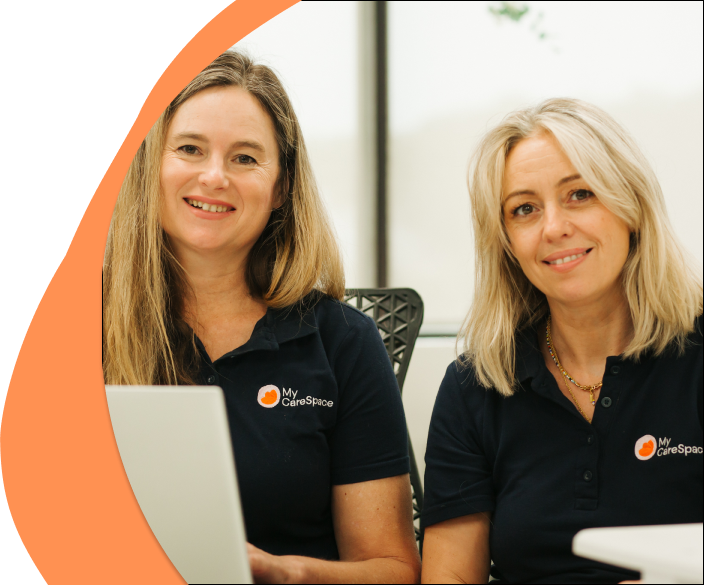 mycarespace connection team members julie and helen smilling