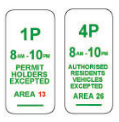 Parking signs demonstrating the Permite holder message