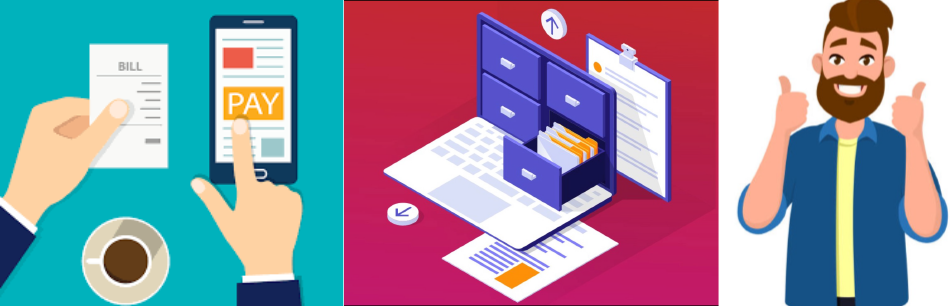 icons showing paying, keeping records and an ndis provider