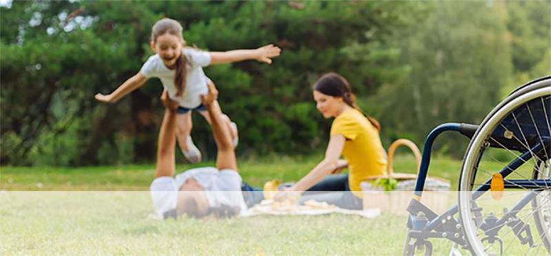 Family playing in the park