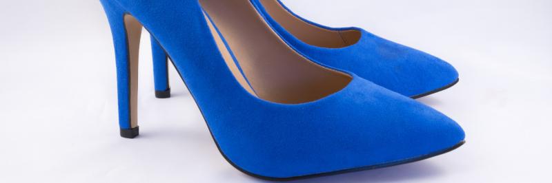 close up of a pair of cobalt blue heels