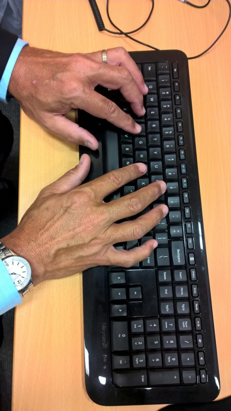 Adam's hands on the keyboard