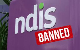 NDIS banner with the word Banned across it in red
