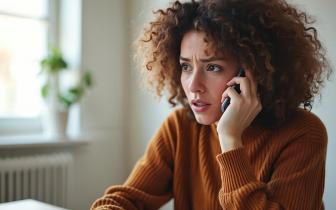 Woman on the phone looking worried